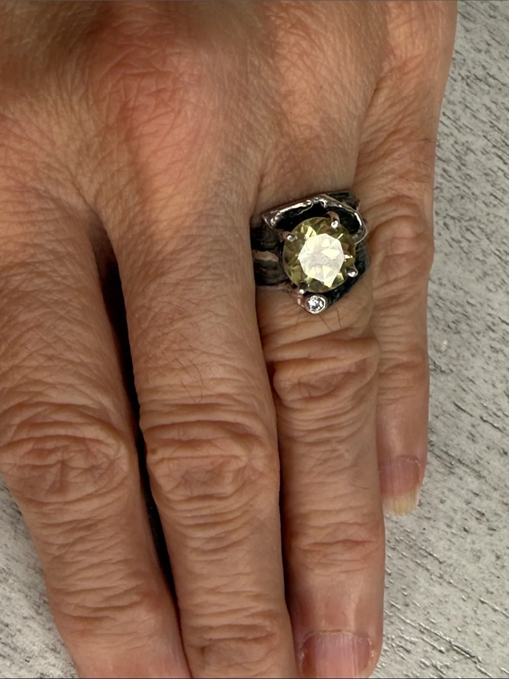 925 Sterling Silver Topaz and diamond ring